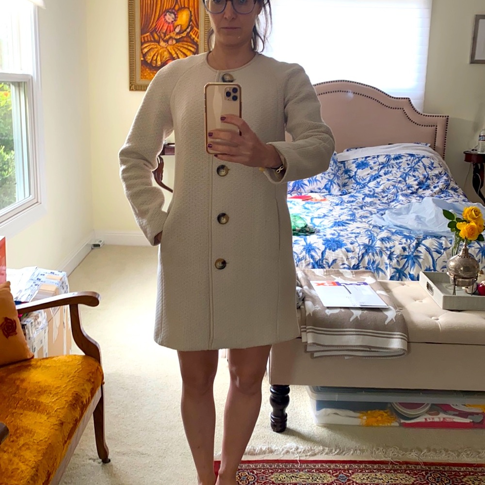 Massimo Dutti winter coat, cream, size small
